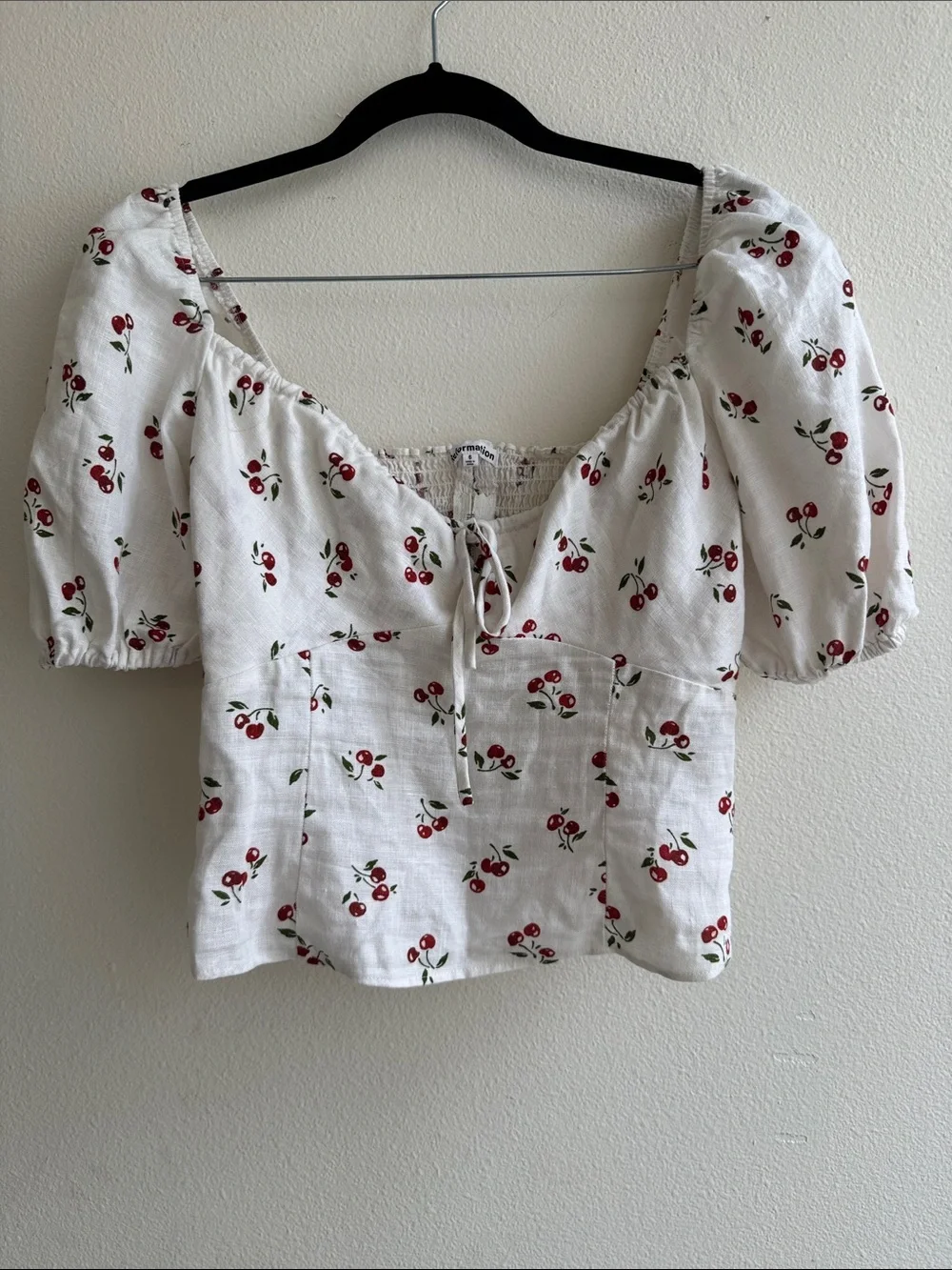 🍒 Reformation Rory Linen Top in Cherry Pit Size 6 Rare Like new